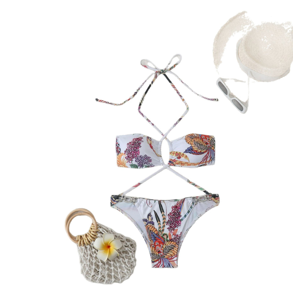 Tropical Floral Print Bikini Set  Swimwear
