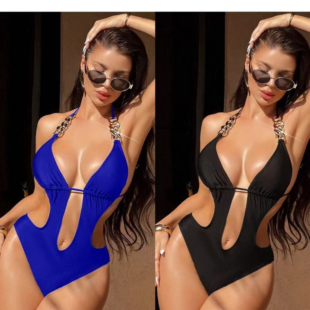 One-Piece Swimsuit with Hollow-Out Design Bikini-Style Swimwear for Women