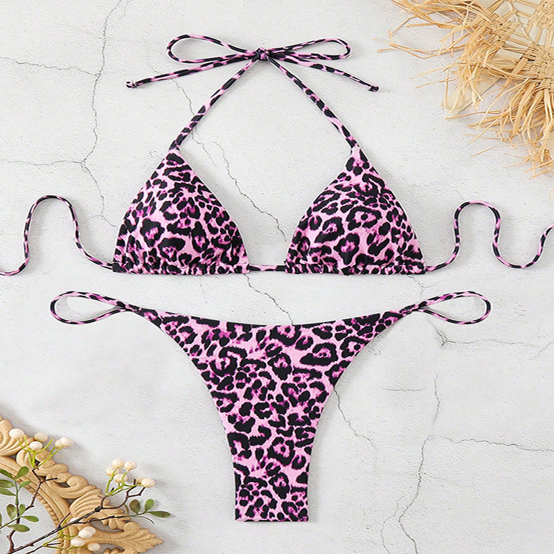 bikini leopard print triangle cup sexy beach bikini sexy swimsuit for women