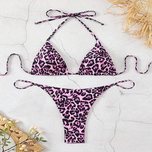 bikini leopard print triangle cup sexy beach bikini sexy swimsuit for women