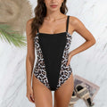 Leopard Print Sleeveless High Waist One-Piece Swimwear for Beach