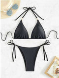 Sexy Thin Bikini Set Women's Three-Piece Strappy Separated Swimsui Swimwear