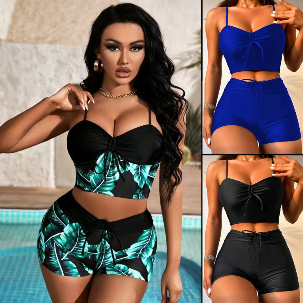 Split Flat Angle High Waist Conservative Tankini