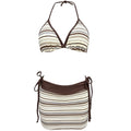 Striped three piece split women's swimsuit bikini