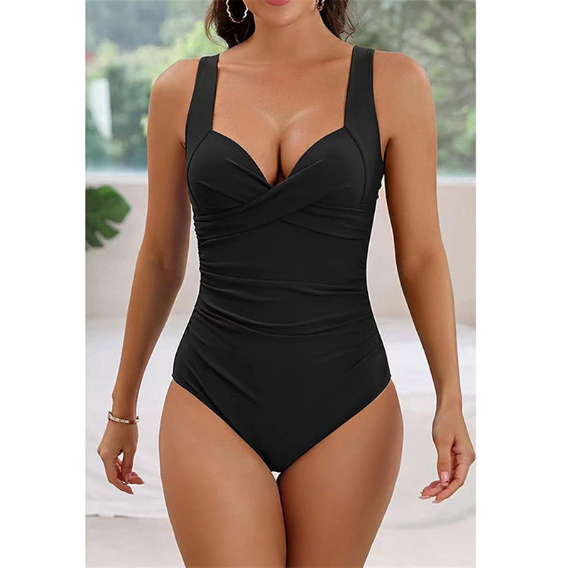 Gather solid color one-piece swimsuits