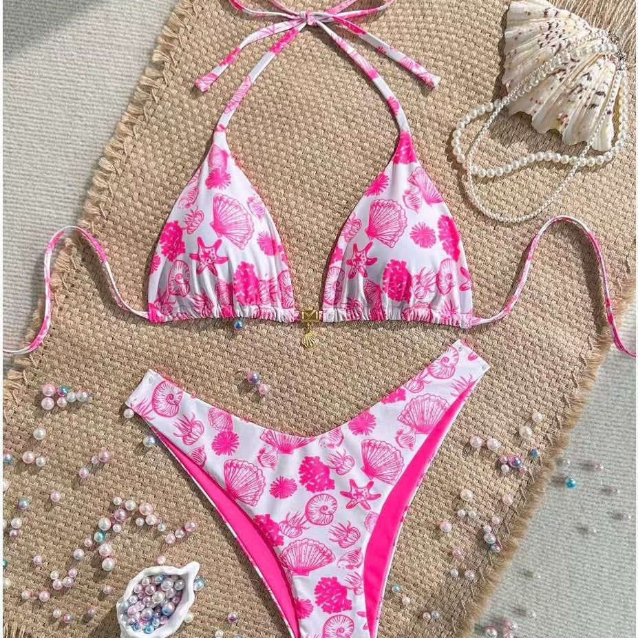 Swimwear Printed Tie-Up Sexy Three-Piece Separated Bikini Swimsuit Bikini