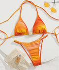 Gradient Color Halter Neck Bikini Swimwear Sexy Push-Up Separated Design Swimming Vacation