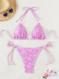 Floral bow tie sexy bikini swimsuit women's swimsuit